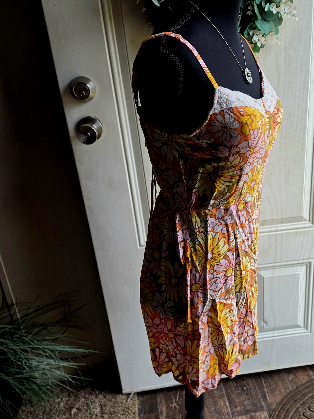 AUW Floral Spaghetti-Strap  Sun Dress